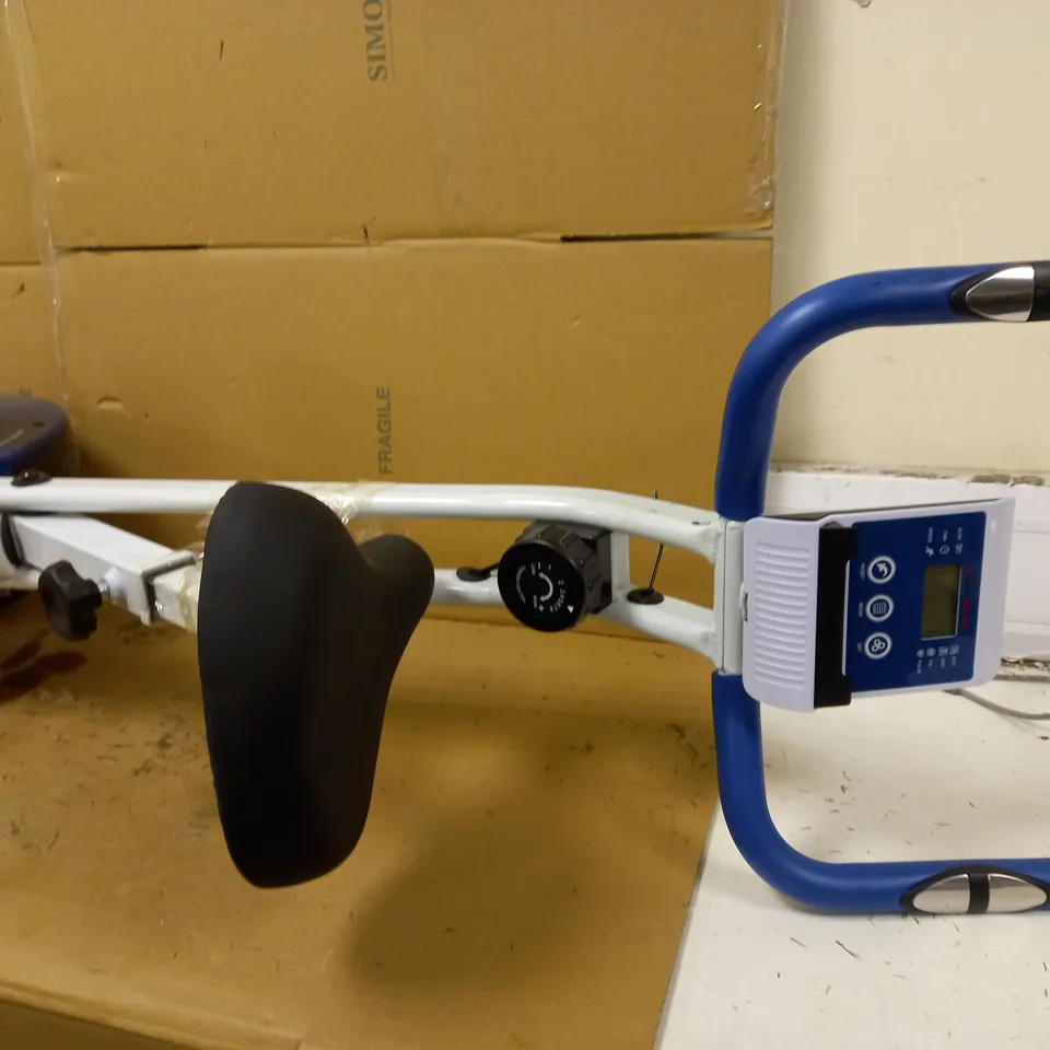 ULTRASPORT FOLDABLE EXERCISE BIKE WITH HAND PULSE SENSORS - BLUE AND WHITE - COLLECTION ONLY