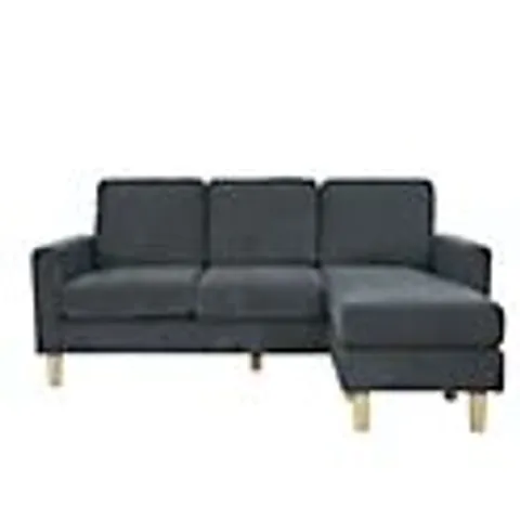 BOXED PAD COMPACT SOFA WITH REVERSIBLE CHAISE, CHARCOAL (1 BOX)