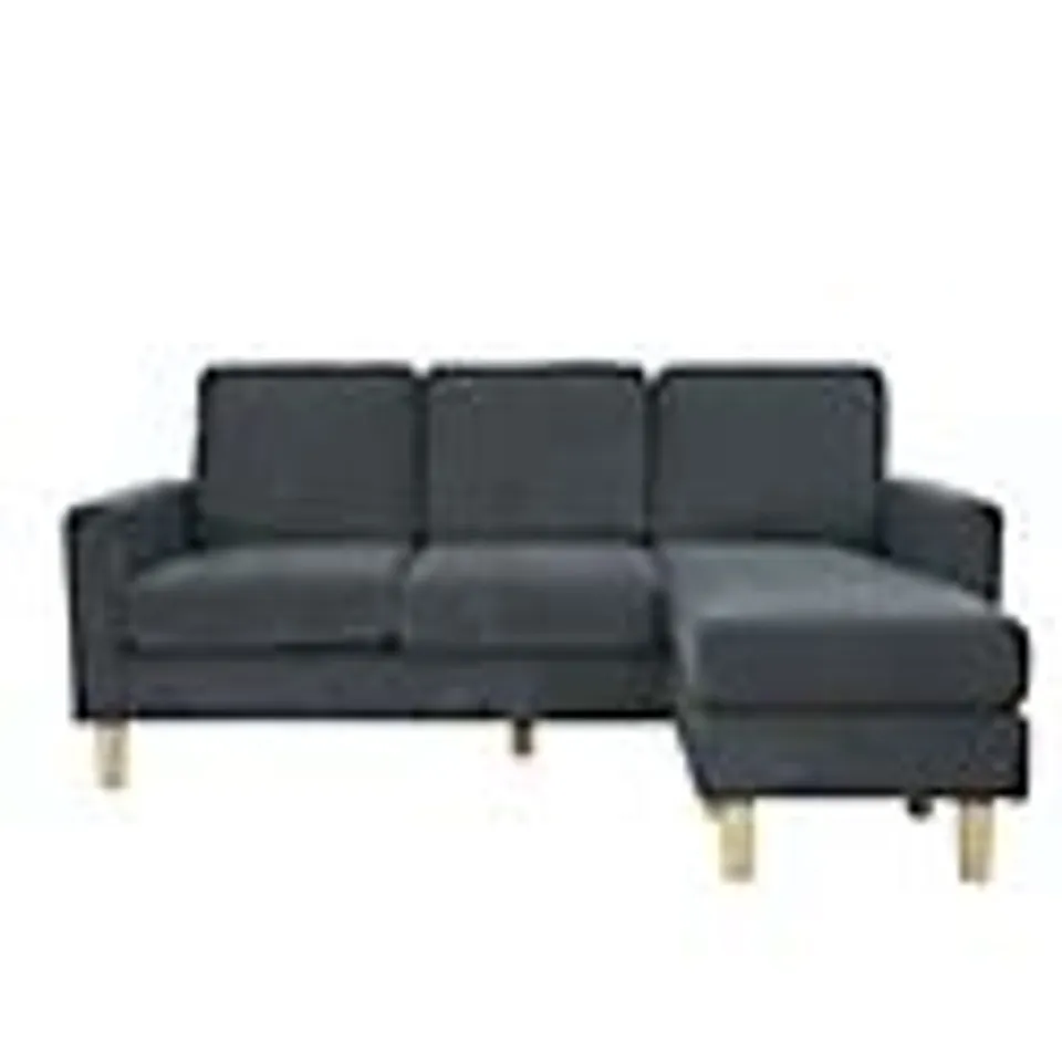 BOXED PAD COMPACT SOFA WITH REVERSIBLE CHAISE, CHARCOAL (1 BOX)