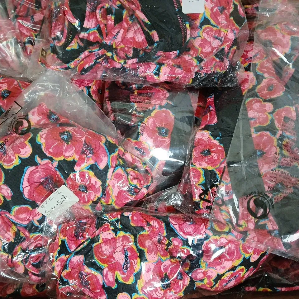 BOX OF APPROXIMATELY FLORAL SWIMSUITS IN PINK/BLACK SIZE 12 - COLLECTION ONLY