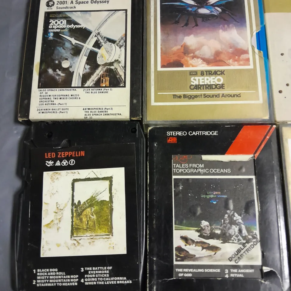 LOT OF 12 ASSORTED 8-TRACK CASSETTES TO INCLUDE LED ZEPPELIN, BEACH BOYS AND ERIC CLAPTON