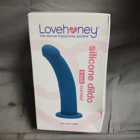 LOVEHONEY SILICONE DILDO, 9-INCH CURVED – BOXED