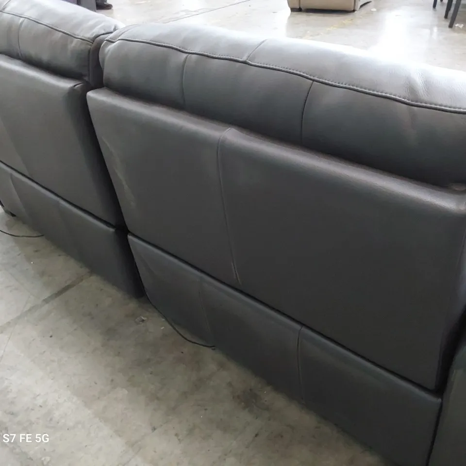 QUALITY ITALIAN DESIGNER GRADO POWER RECLINING THREE SEATER SOFA CHARCOAL LEATHER 