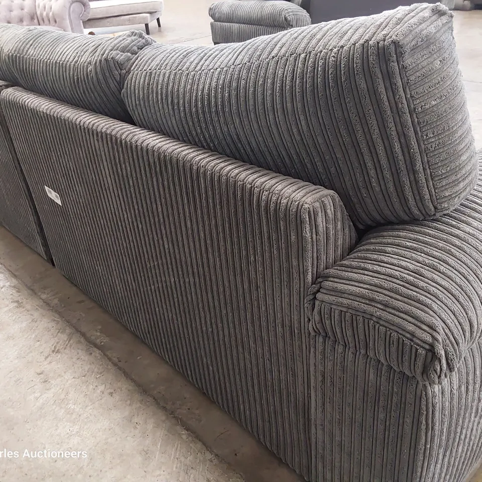 DESIGNER AMALFI CHAISE SOFA GREY JUMBO CHORD