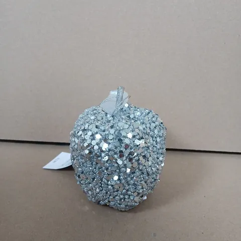 BOX OF APPROXIMATELY 24 GISELA GRAHAM SILVER GLITTER APPLE ORNAMENT 