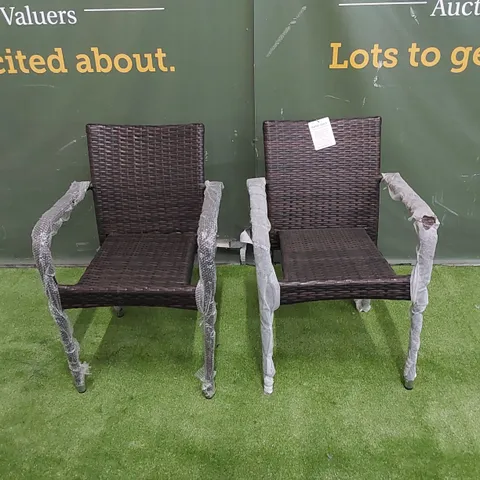SET OF 2 CHOCOLATE MIX RATTAN GARDEN/PATIO CHAIRS
