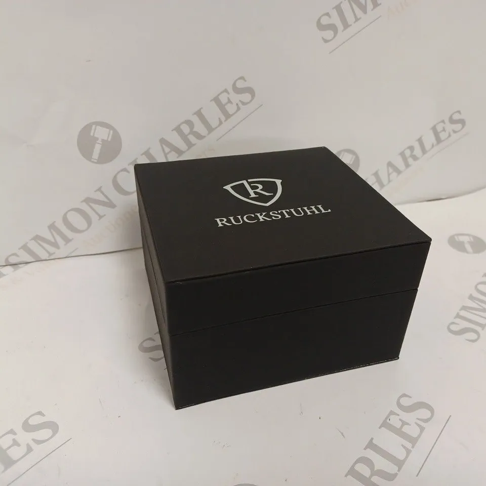 RUCKSTUHL AUTOMATIC DIAL R100 TOURBILLION MENS WATCH - ROSE GOLD STAINLESS STEEL ROSE GOLD CASE - LEATHER STRAP - 3ATM WATER RESISTANT - DISPLAY BOX