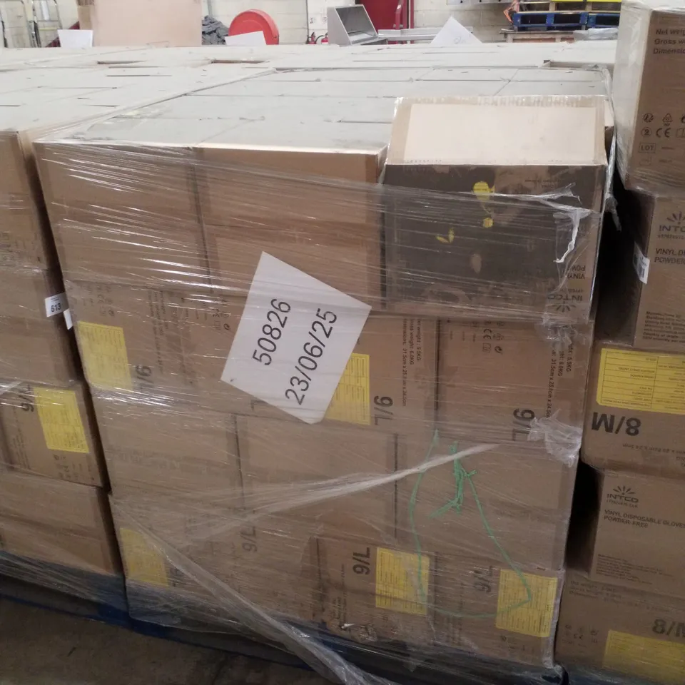 PALLET CONTAINING APPROXIMATELY 600 INTCO VINYL GLOVES 100PK LARGE