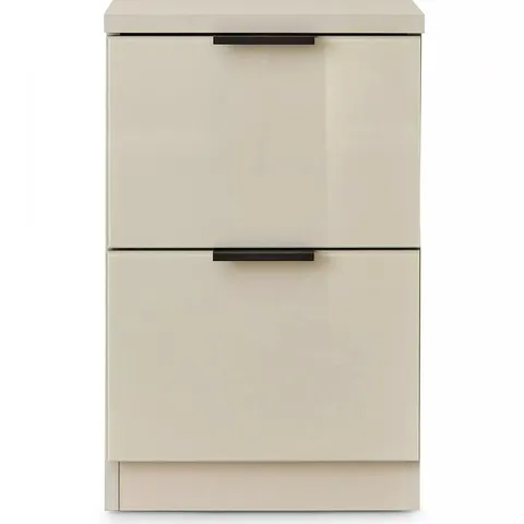 PALMA GLASS 2 DRAWER BEDSIDE CHEST