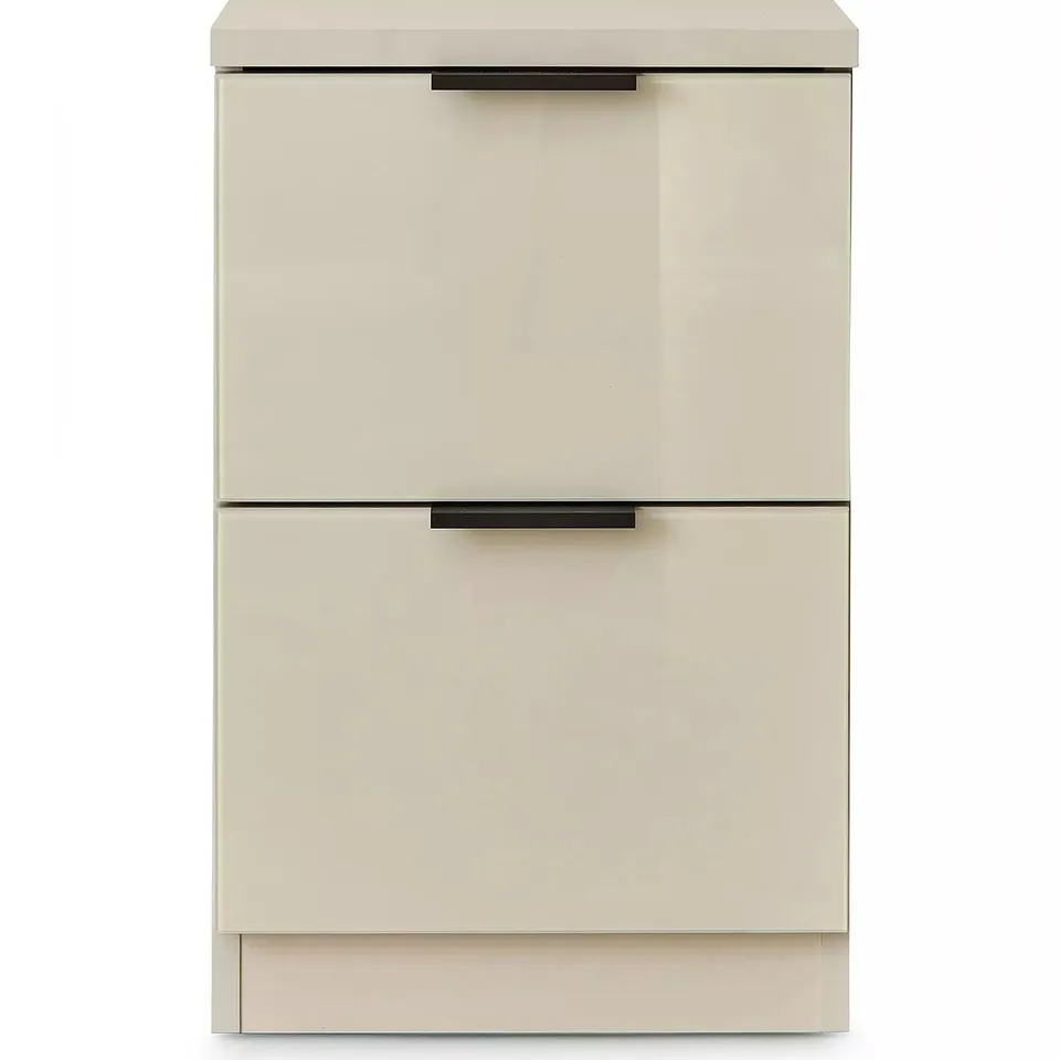 PALMA GLASS 2 DRAWER BEDSIDE CHEST