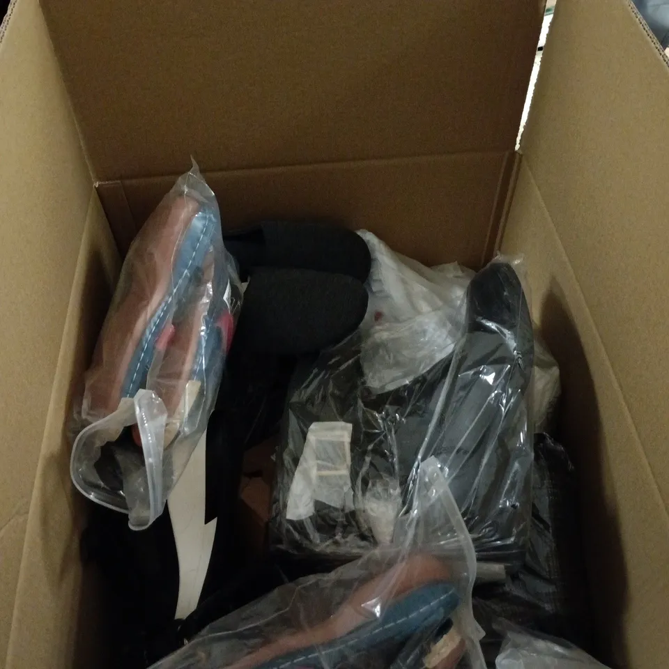 BOX OF APPROXIMATELY 15 ASSORTED FOOTWEAR ITEMS TO INCLUDE TRAINERS, SANDALS, SLIPPERS ETC