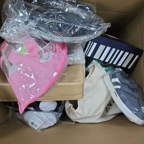 BOX OF ASSORTED SHOES IN VARIES SIZES AND DESIGNS