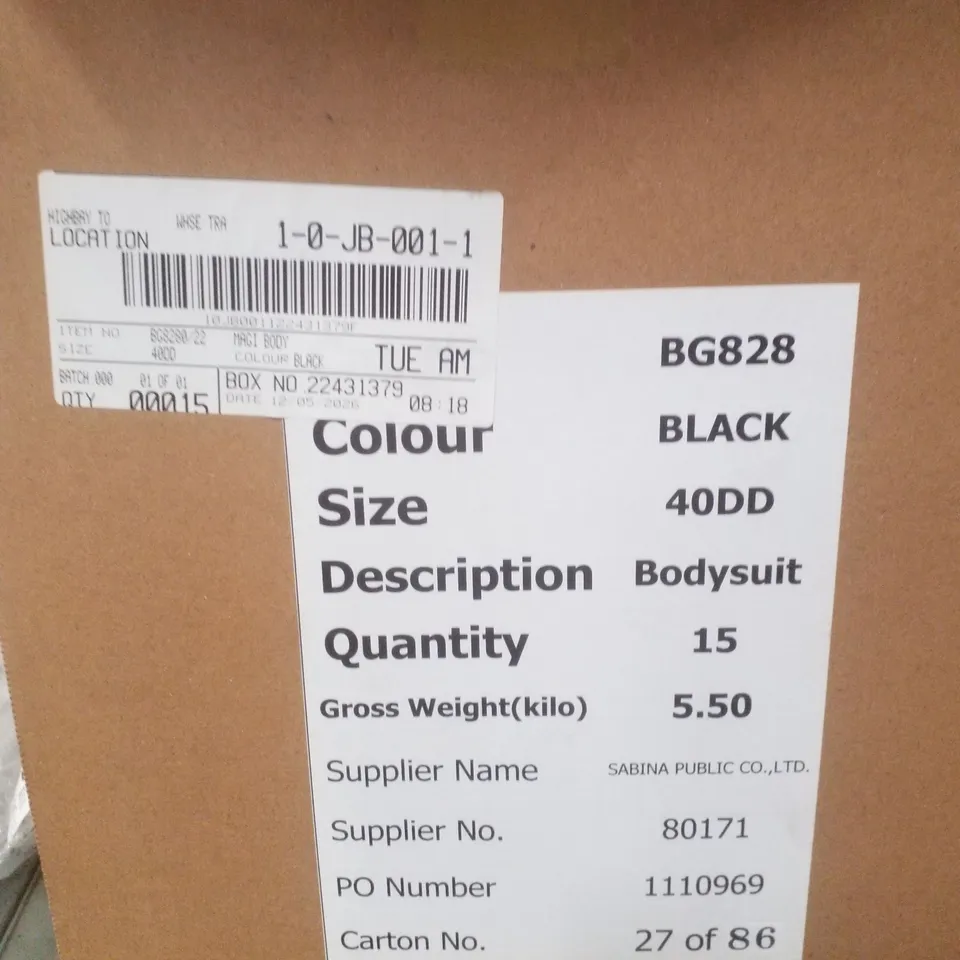 BOX CONTAINING APPROXIMATELY 15 BRAND NEW MAGISCULPT BLACK BODYSUITS - SIZE 40DD