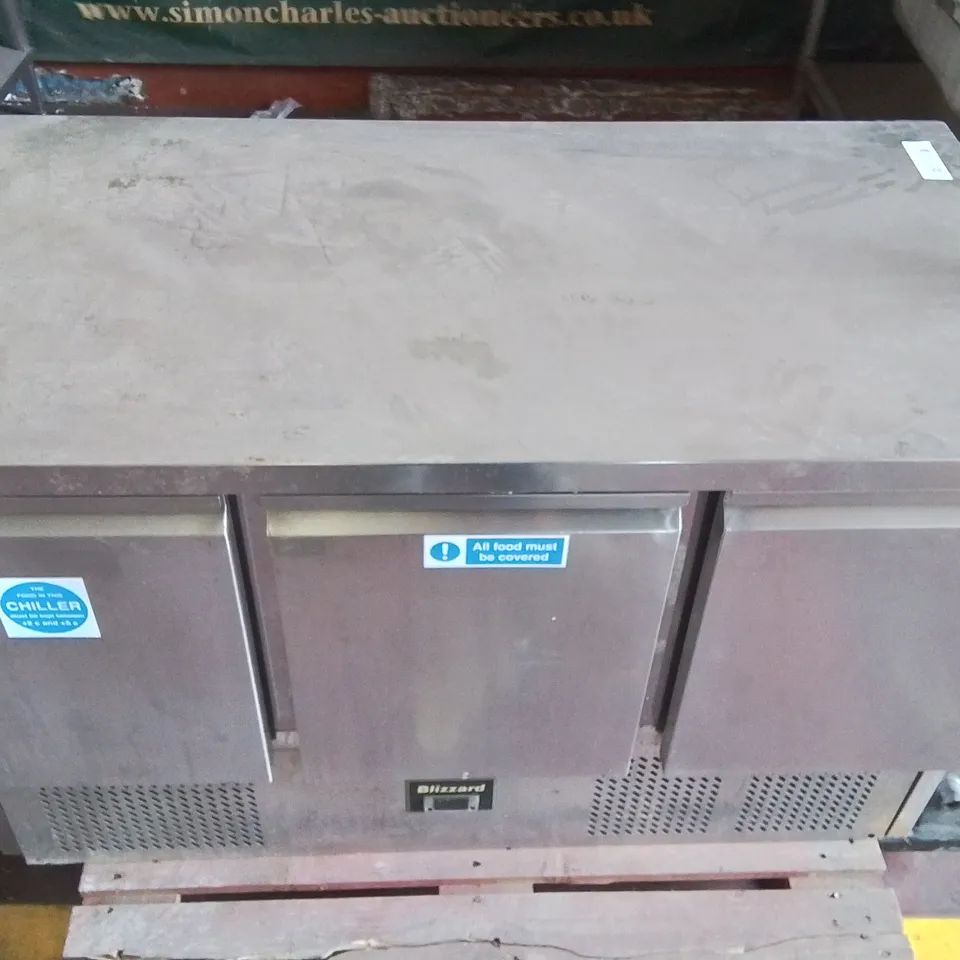 BLIZZARD STAINLESS STEEL COMMERCIAL UNDER COUNTER 3 DOOR REFRIGERATOR 