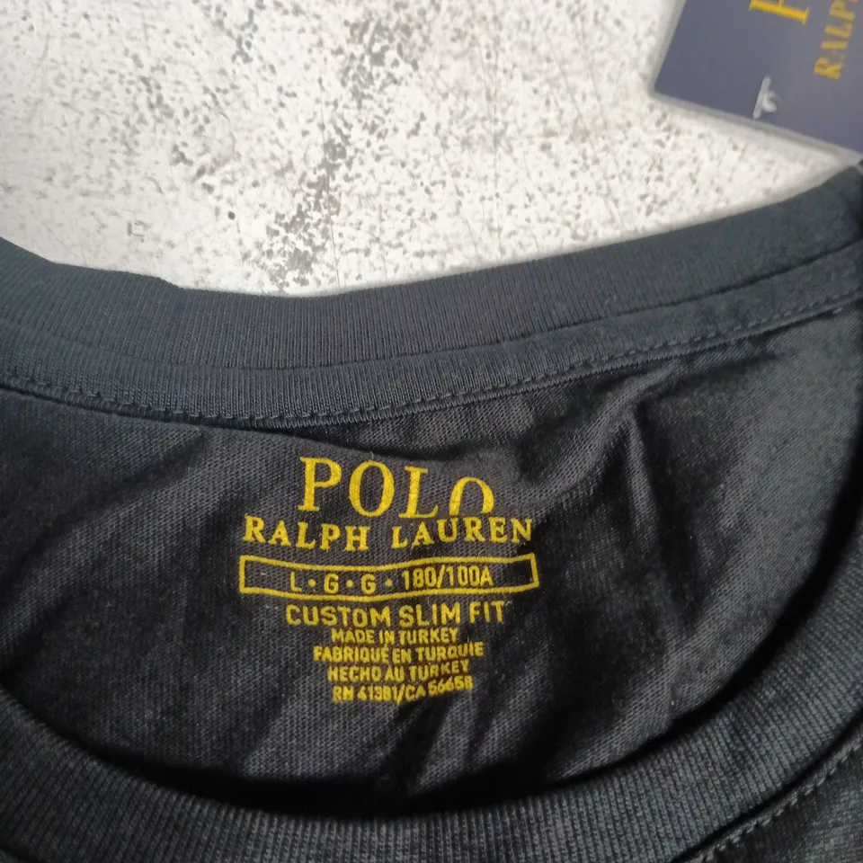 POLO RALPH LAUREN CUSTOM SLIM FIT POLO SHIRT – BLACK – UK SIZE L (L-G-G 180/100A)