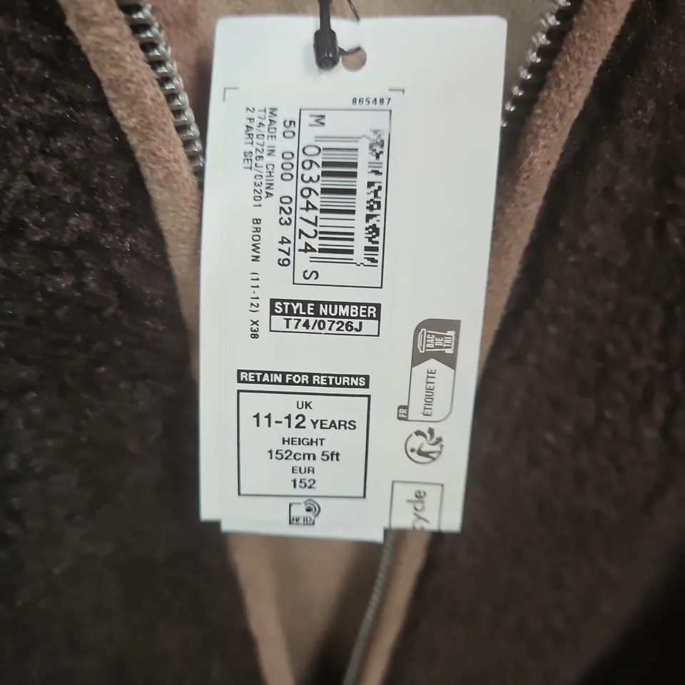 KIDS' BROWN TEDDY FLEECE ZIP-UP JACKET, UK 11-12 YEARS (EU 152)