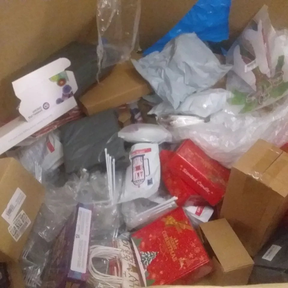 PALLET OF ASSORTED ITEMS INCLUDING CHRISTMAS SCENTED CANDLES, CHRISTMAS GIFT BAGS, CORONATION FLAGS, RAINPROOF FILM, YOUR FRIENDS & NEIGHBORS DVD, SPICE RACK