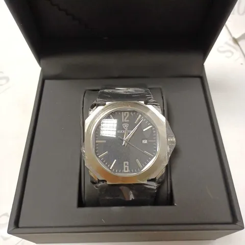 RUCKSTUHL TRIPLE DIAL BLACK RUBBER STRAP WRISTWATCH