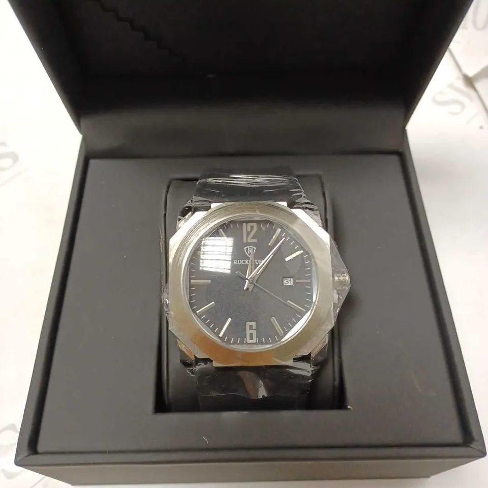 RUCKSTUHL TRIPLE DIAL BLACK RUBBER STRAP WRISTWATCH