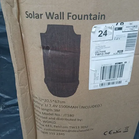BOXED SOLAR WALL FOUNTAIN - COLLECTION ONLY 