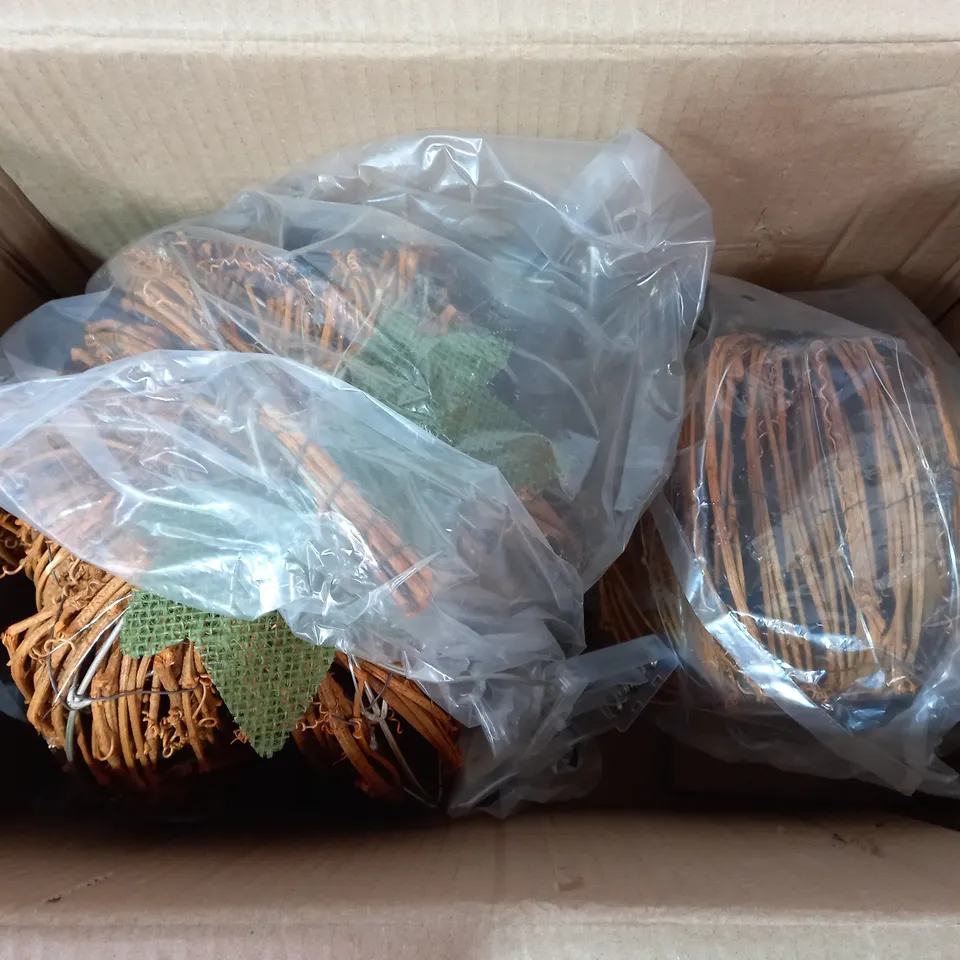 HEAVEN SENDS 2 WICKER PUMPKINS WITH LIGHTS - NATURAL RRP £49.99