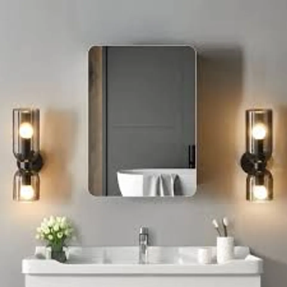 BOXED MIRRORED BATHROOM CABINET IN WHITE