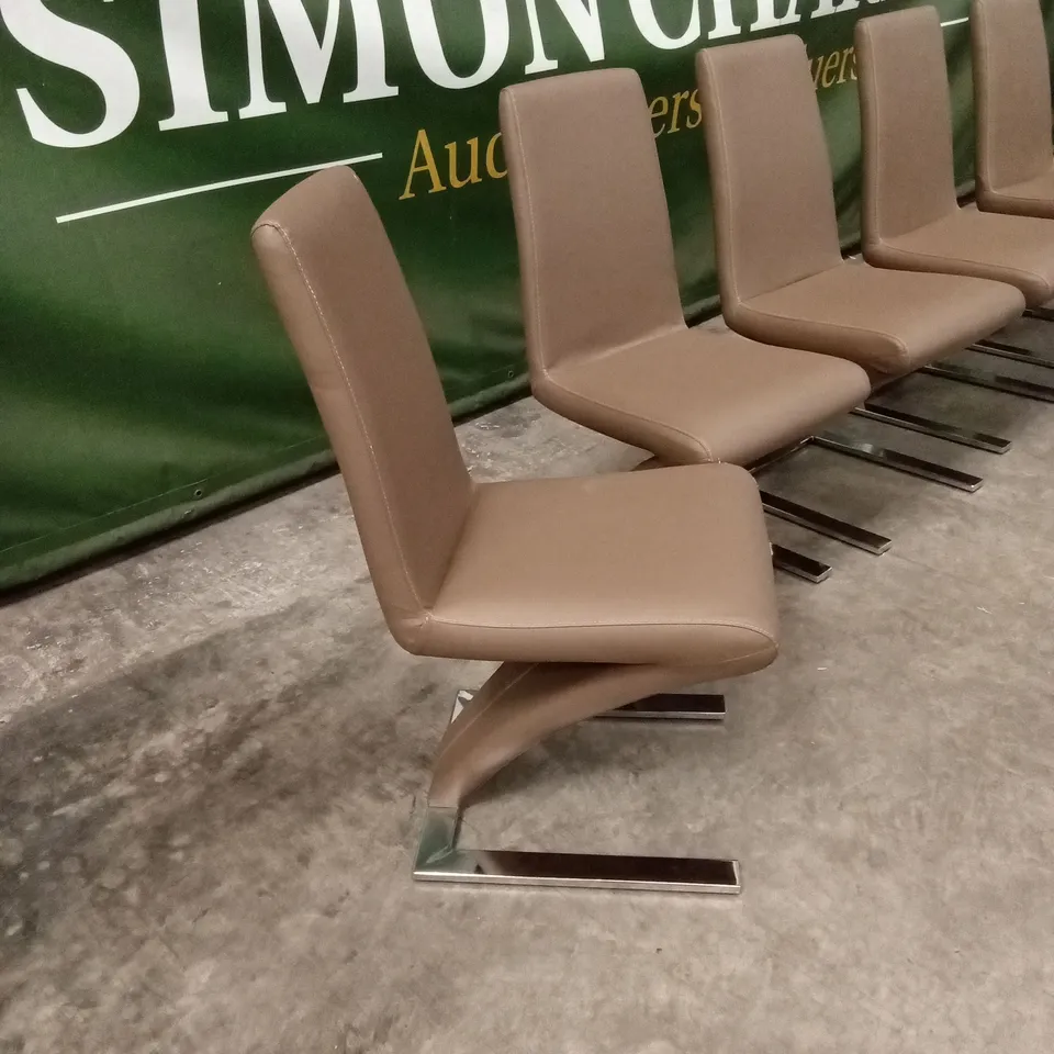 SET OF 6 QUALITY DESIGNER ZIG-ZAG STYLE DINING CHAIRS IN PU FAUX LEATHER
