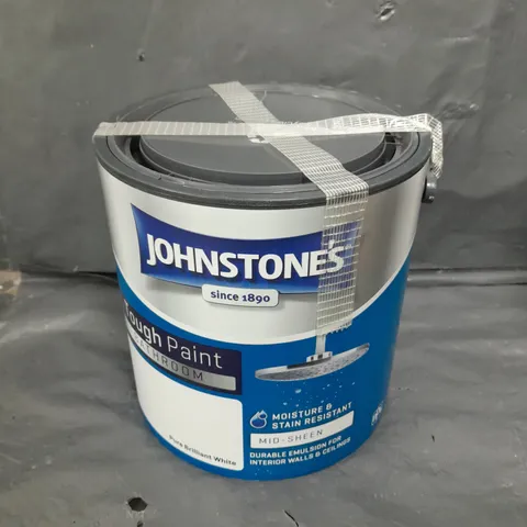 SEALED JOHNSTONE'S BATHROOM TOUGH MID-SHEEN PAINT - 2.5L - PURE BRILLIANT WHITE 