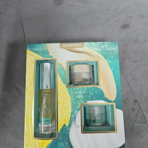 ALGENIST GENIUS 3-PIECE SKINCARE SET: LIQUID COLLAGEN SERUM, EYE RENEWAL BALM & ANTI-AGING CREAM 
