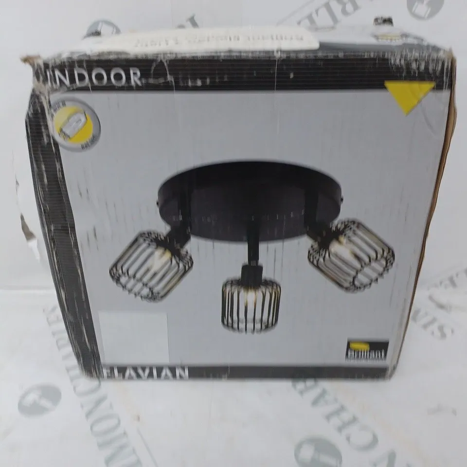 BOXED BRILLIANT FLAVIAN 3 LIGHT CEILING SPOTLIGHT IN BLACK