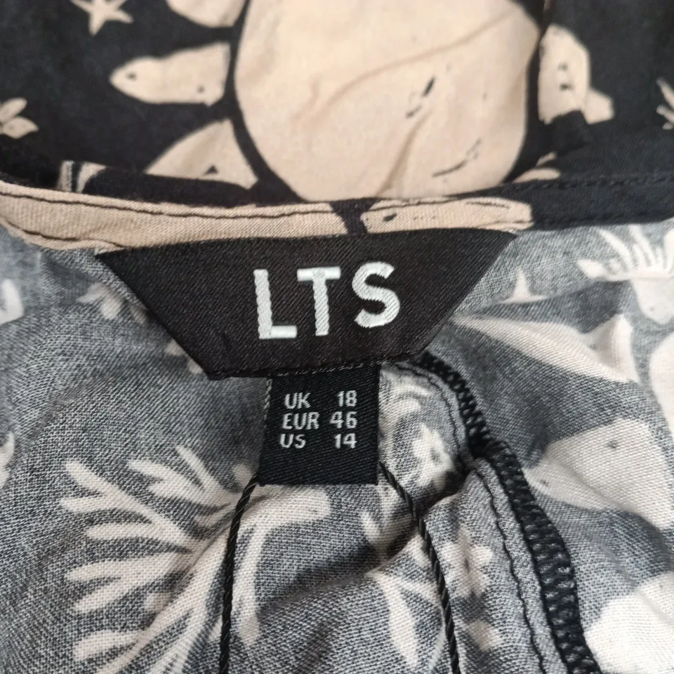 LTS WOMEN'S BLOUSE – BLACK & CREAM FLORAL PRINT, UK 18