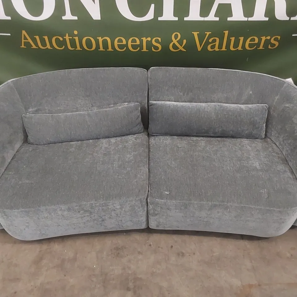 DANETTI ZOEY BLUE GREY FABRIC 3 SEATER SOFA