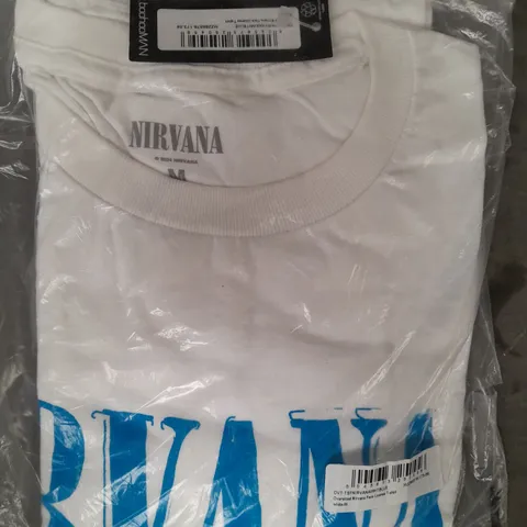 BOOHOO MAN OVERSIZED NIRVANA FACE LICENSE T-SHIRT IN WHITE SIZE MEDIUM