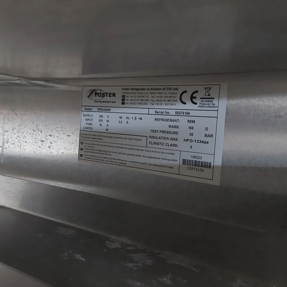 FOSTER EPRO20BSF COMMERCIAL FREEZER