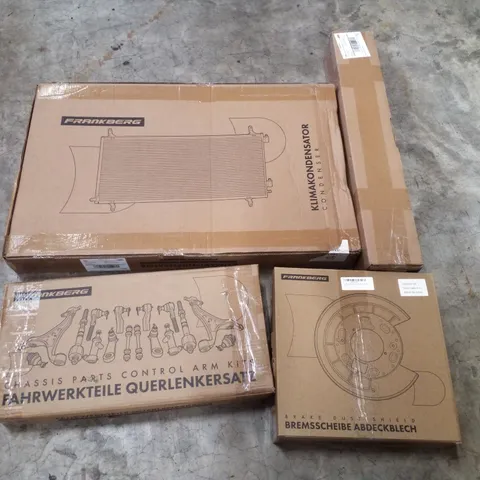 PALLET CONTAINING ASSORTED PRODUCTS INCLUDING BRAKE DUST SHIELD, CHASSIS PARTS CONTROL ARM KITS & CONDENSER