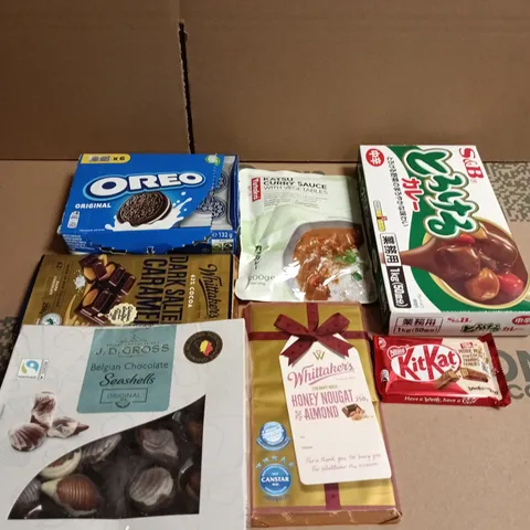 APPROXIMATELY 10 ASSORTED FOOD ITEMS TO INCLUDE OREO'S, ASSORTED CHOCOLATES AND KATSU CURRY SAUCE 