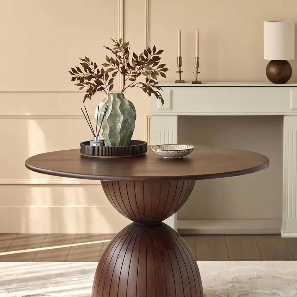 BOXED DANETTI MALIN DARK WOOD 4 SEATER DINING TABLE (2 BOXES)