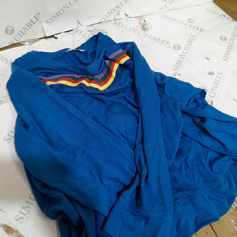 DANNII MIRAGUE RAINBOW PATTERN BLUE TOP SIZE L