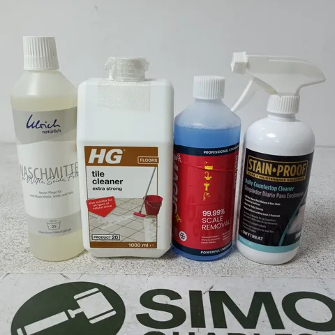 APPROXIMATELY 15 ASSORTED HOUSEHOLD PRODUCTS TO INCLUDE TILE CLEANER , STAIN PROOF AND SCALE REMOVAL