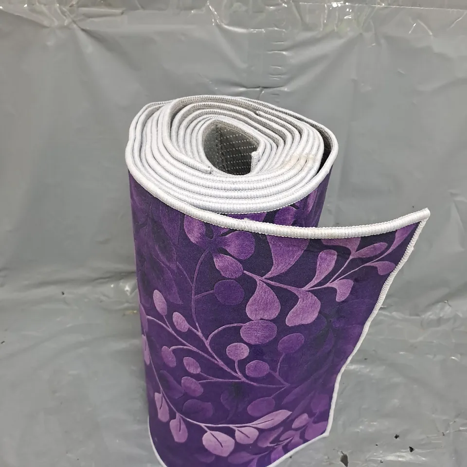 FLORAL DESIGN RUNNER MAT IN PURPLE - LENGTH UNSPECIFIED 