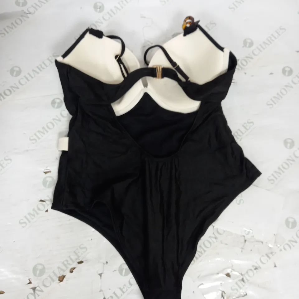 RIVER ISLAND POOLSIDE DEEP BACK SWIMSUIT IN BLACK AND CREAM SIZE 16