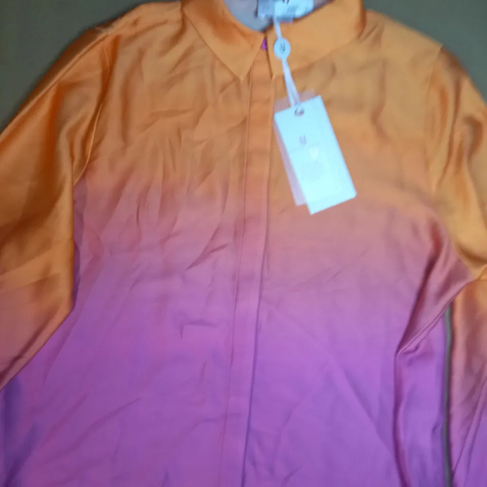 FOREVER UNIQUE OMBRE SATIN BLOUSE IN ORANGE UK SIZE 6