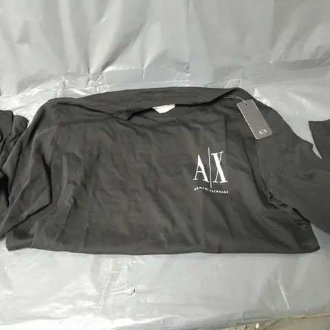 ARMANI EXCHANGE BLACK MEDIUM LONG SLEEVE TEE 