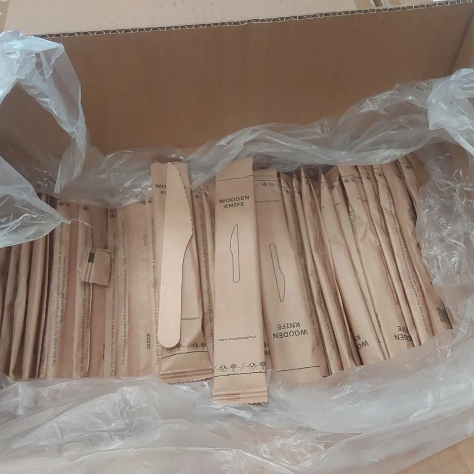 PALLET CONTAINING APPROXIMATELY 29,000 ENVIRONMENTALLY FRIENDLY DISPOSABLE WOODEN KNIVES