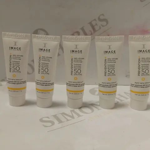 BOX TO CONTAIN APPROX. 20 X PACKS CONTAINING SAMPLES OF I-IMAGE SKINCARE PREVENTION+ 50 SPF/FPS SUNSCREEN (5 X 7G SAMPLES PER PACK) // EXP: 10/2024