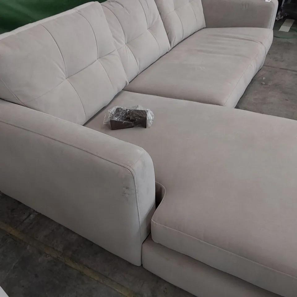 QUALITY BRITISH DESIGNER LOUNGE Co HERMIONE CORNER CHAISE SOFA QUIET FAWN PLUSH FABRIC