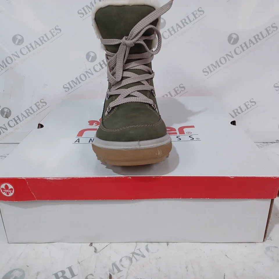 BOXED RIEKER ANTISTRESS WARM HIKING BOOTS, KHAKI - SIZE 4