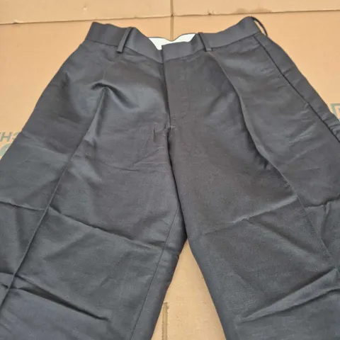 ASOS DESIGN BLACK LINEN-RICH PLEATED TROUSERS, LOOSE LEG, UK 10 (W28 L32)