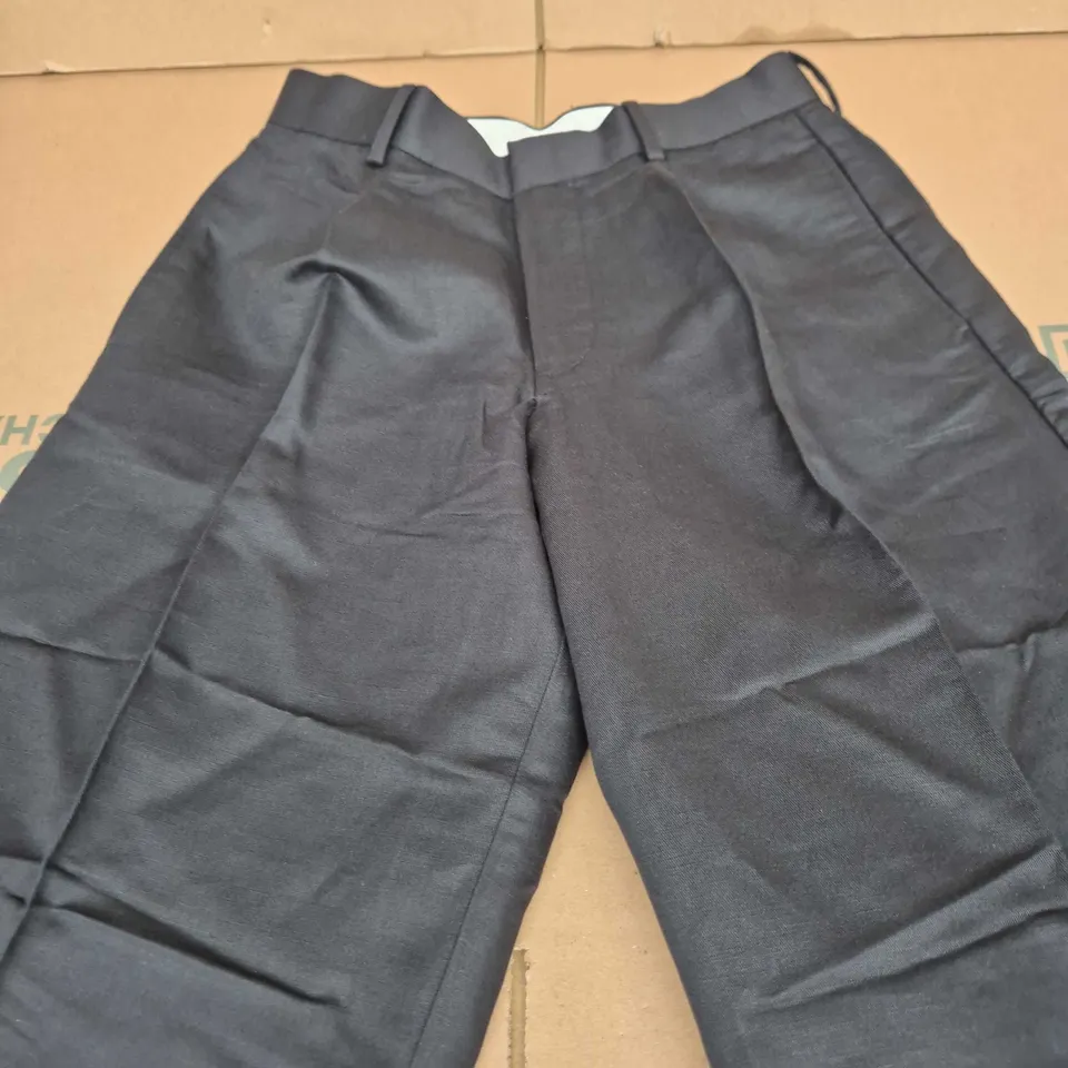 ASOS DESIGN BLACK LINEN-RICH PLEATED TROUSERS, LOOSE LEG, UK 10 (W28 L32)