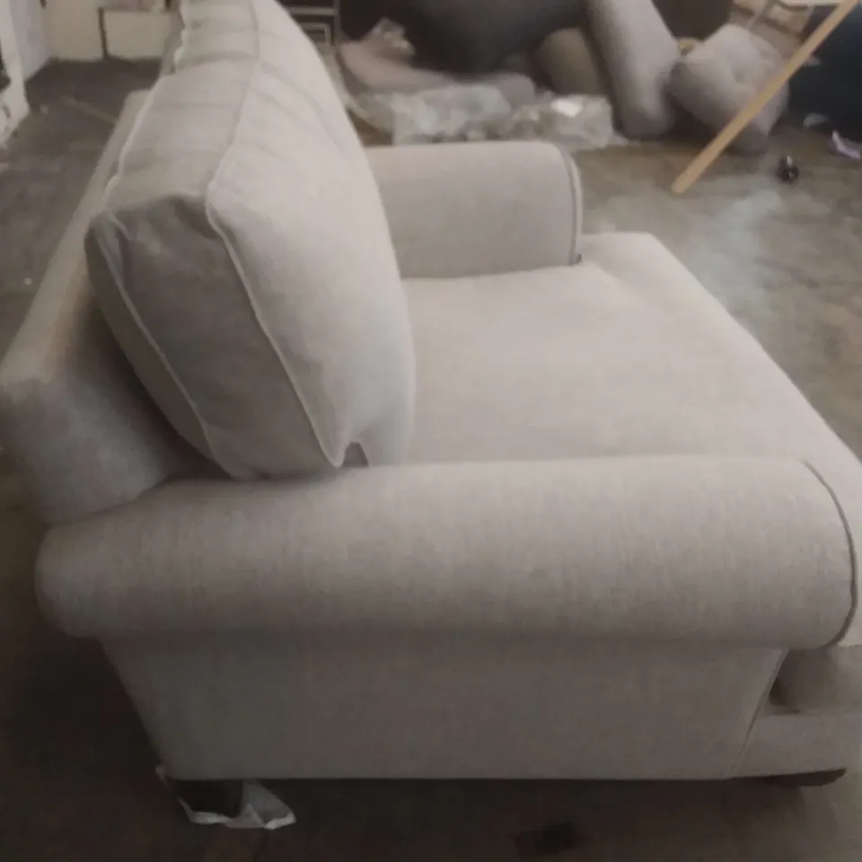 LOUNGE CO MADE AND MANUFACTURED ARMCHAIR - LIGHT GREY FABRIC 